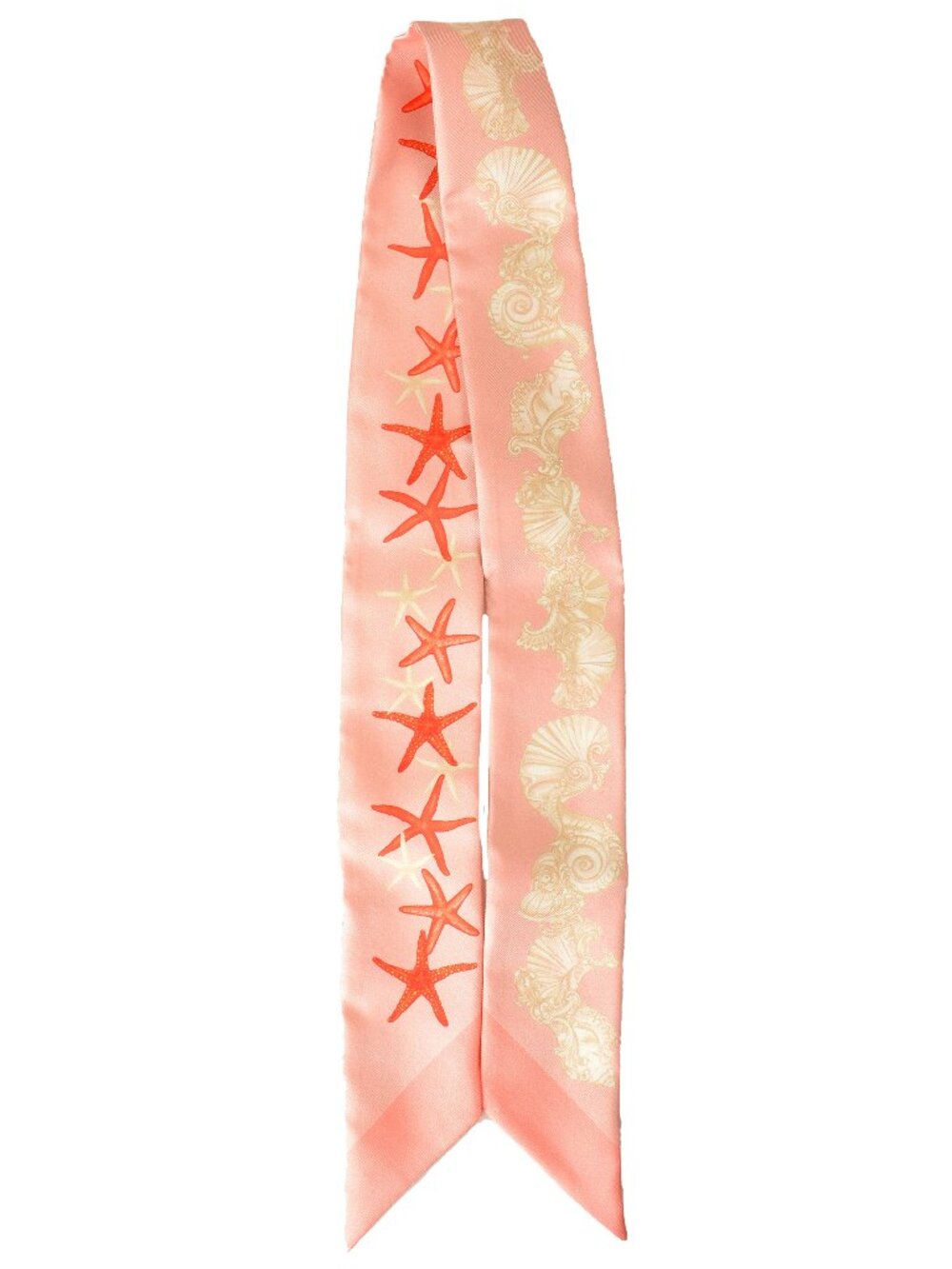 Versace Pink "Sea Life" Print 100% Silk Neck Scarf